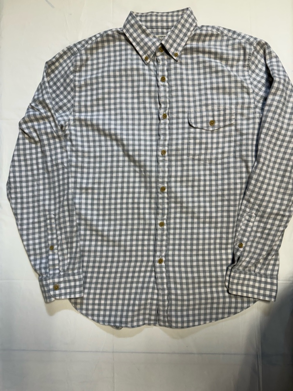 J.Crew Work Shirt Medium Gray White Gingham Button Down Cotton